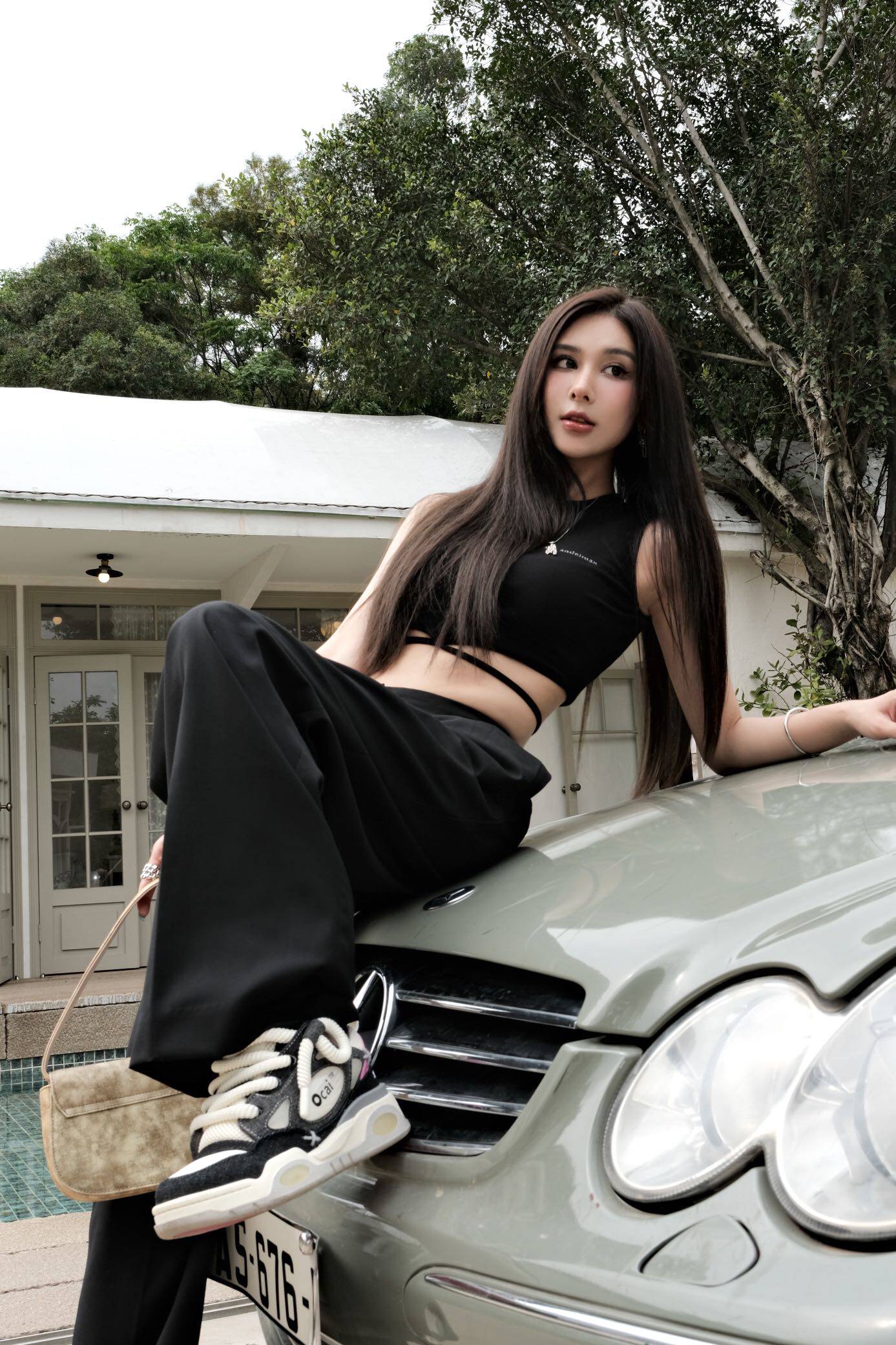 ANN ANDELMAN明星同款阔腿裤 休闲西裤高腰直筒设计拉长比例