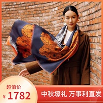 Wensli 2019 autumn and winter Phoenix House Hangzhou wool scarf Mulberry silk shawl Womens long towel flower Jin Nian Hua