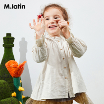 Malading Children's Wear Women's Long Sleeve Shirt 2021 Spring Dress New Metallic Button Elegant Shirt