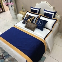 Exhibition hall-like inter-board furniture assorted bed goods small Nordic small American soft dress geometric multi-piece treble blue H
