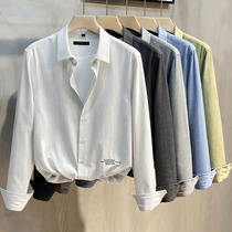 Casual shirt mens long sleeve jacket trend clothes mens clothing Japanese stripes business mens shirt Spring and Autumn New