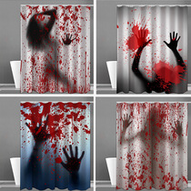 Cross border bath blinds terror blood stains staff thriller waterproof and mildew shower cloth toilet hanging curtain bathroom door curtain partition