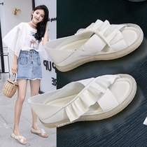 2021 Sandals Womens Summer New Fashion 100 Hitch Female Wind Mesh Red Soft Bottom Two Wear Cross Big Code Sandals