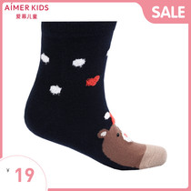 Autumn and winter love children 2-year-old boy cute cartoon snow bear jacquard socks AK2944568