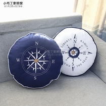 Mediterranean Embroidery Hug Pillow Compass Boat Anchor Leaning Pillow Child Like Board Room Creative Sofa Floating Window Round Back Cushion