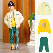 Daddys home TAO new childrens detachable sleeve cotton jacket yellow sweater green pants 79