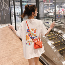 Large size womens clothing 2022 summer new small daisy print short-sleeved t-shirt loose Korean version ins tide net red half-sleeved top