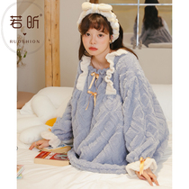 Coral Fleece Pyjamas Lady Spring Autumn Winter Money Sweet And Cute Thickened Flannel Suede Suit Students Warm Family Clothes