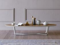 Nordic solid wood coffee table Simple modern creative small apartment living room oval coffee table designer furniture