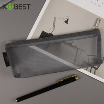 Kangbai mesh transparent pencil bag Primary and secondary school students examination pencil bag Large capacity zipper stationery bag Simple small fresh