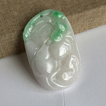 Natural Emerald A goods with more than two years of pendant lotus year with fish pendant jade instrumental male and female handmade engraving