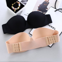Strapless bra gathered non-slip wedding dress special halter underwear thin big chest invisible chest stickers for women