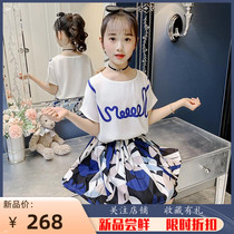 Girls dress for dress and summer clothes 2022 new short sleeves foreign air childrens tennis red big child round collar little girl princess dresses