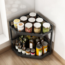 Kitchen triangle shelf Household corner stainless steel countertop seasoning supplies multi-layer oil salt sauce and vinegar storage rack