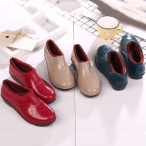 Low-top waterproof shoes Rain shoes Rain boots Rubber shoes galoshes non-slip kitchen plus cotton plus velvet thickened warm female adult winter