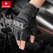 Kaidan motorcycle riding half-finger leather gloves motorcycle retro carbon fiber rider anti-fall breathable summer men