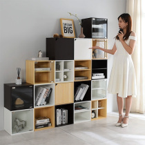 Small cabinet free combination lattice cabinet simple bookcase bookshelf stair locker storage wooden glass door landing