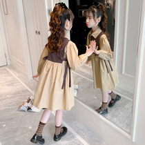 South Korean girls retro-collar dress in dress 2021 New Yangqi Skirt Spring Autumn CUHK Child Fall Princess Dress