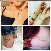 Set of 60 Tattoo Sticker waterproof male and female lasting personality English Social letter emulated tattoo sticker electrocardiogram