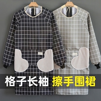 Cooking overcoat long sleeve oil smoke protective cover apron with sleeves kitchen overalls ladies waterproof and oil-proof lengthening