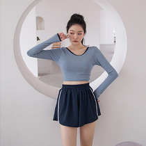 Swimsuit women 2022 new Korean long sleeves Three sets of split display slim sun protection high waist conservative bubble hot spring swimsuit