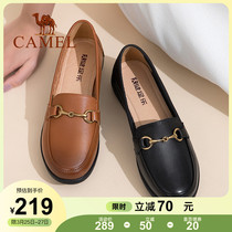 Camel Women Shoes 2022 Spring New Soft Flat-bottomed Mom Shoes Genuine Leather Middle Aged Lefu Shoes Bean Bean Shoes Single Shoes