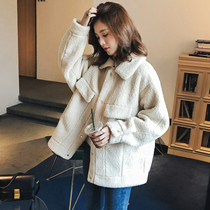 Pregnant womens coat womens autumn and winter loose mid-length thick lamb wool cotton coat tide mother pregnancy warm coat cardigan