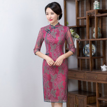 Lace cheongsam improved version of dress wedding wedding banquet Chinese style Daily wedding mother dress foreign style Young