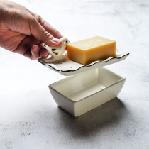 Gold-plated ceramic with drain double soap box soap holder soap tray