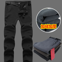  Cold-proof assault pants mens velvet thickened winter soft shell pants windproof waterproof warm outdoor mountaineering pants ski pants