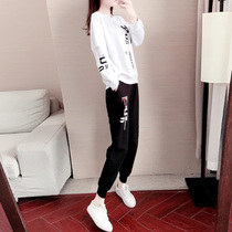 Tide brand CVY leisure sports suit female 2021 Spring and Autumn new foreign style loose Korean version round neck sweater two-piece set