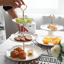 Afternoon Tea Refreshment Rack Three Layers Fruit Tray Subcake Tea Chic Rest Dessert show Fancy Luxury Hotel Cutlery