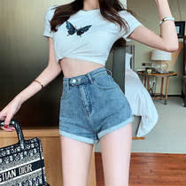 Denim Shorts Woman 2021 Spring Summer New Conspicuic 100 Hitch Color A Character Curbside Hot Pants High Waist Super Shorts Tide
