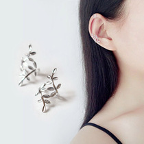 925 sterling silver platinum-plated earrings personalized leaves without ear bone ear bones ear buttons do not fade decorative earrings Japanese and Korean women