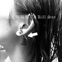 (Kill Mary Sue) Dark soil Kupeng metal screw earrings hip hop European and American stainless steel titanium steel earrings