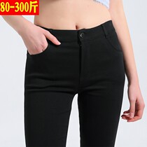 Extra-large size small black pants woman 200 catty plus fat mm fat younger sister Outer wearing spring and autumn thin section high waist beating bottom pants