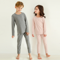 Childrens Delong self-heating thermal underwear set autumn and winter boys and girls plus velvet seamless autumn trousers
