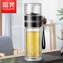 Fuguang glass two-way tea maker Double-layer tea cup creative retro portable leak-proof filter gift box with lid