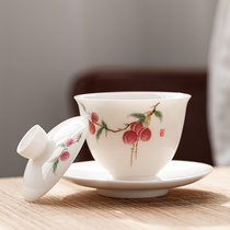 Tango Tritalent Cover Bowl Tea Cup Ceramic Kung Fu Tea Set White Porcelain Cover Bowl Home Thin Tire Single Tea Maker