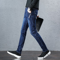 Tide brand light blue jeans men slim small feet pants 2019 new mens Korean version of the trend all-match straight pants