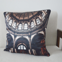 Brown art pillow square pillow building cushion industrial style modern living room satin ppcotton monschau soft