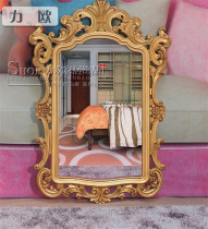 European luxury wood carving cosmetic mirror Bedroom dressing mirror Bathroom mirror Restaurant wall decoration mirror Entrance mirror Gold