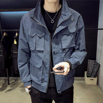 Autumn jacket men Korean version of boutique trend youth tooling casual jacket mens jacket tide fashion mens clothing