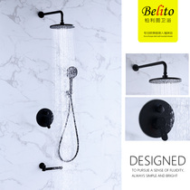 Beritu Nordic Black Dark Wall Shower Set Embedded Embedded Box Shower Copper