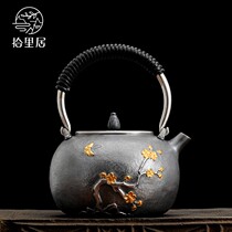 ten livable pure handmade silver pot S999 pure silver for a day style Gongfu tea with boiled tea boiling water pure silver teapot