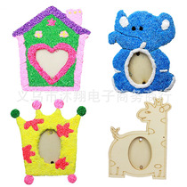 Wooden photo frame kindergarten creative laser cartoon handmade diy material snowflake mud pearl mud clay white billet