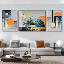 Modern light luxury living room decoration painting Nordic lucky deer sofa background wall hanging painting simple atmospheric abstract triplet