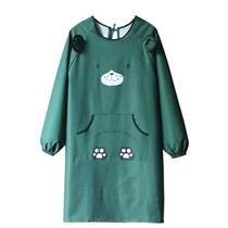 Waterproof and oil-proof apron long sleeve Korean version of the coat making y rice coat J adult cute black household kitchen apron