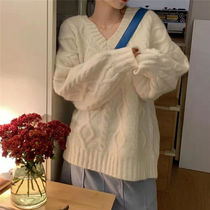 Spring and autumn 2022 new net infrared wearing sensonian retro woolen sweater womens and womens Chaozy Lazy Wind Set of Lazy Jacket