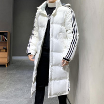 Cotton clothes Mens winter New youth over knee lengthened thickened Even cap warm down cotton clothes Trend Sport Long Cotton Padded Jacket
